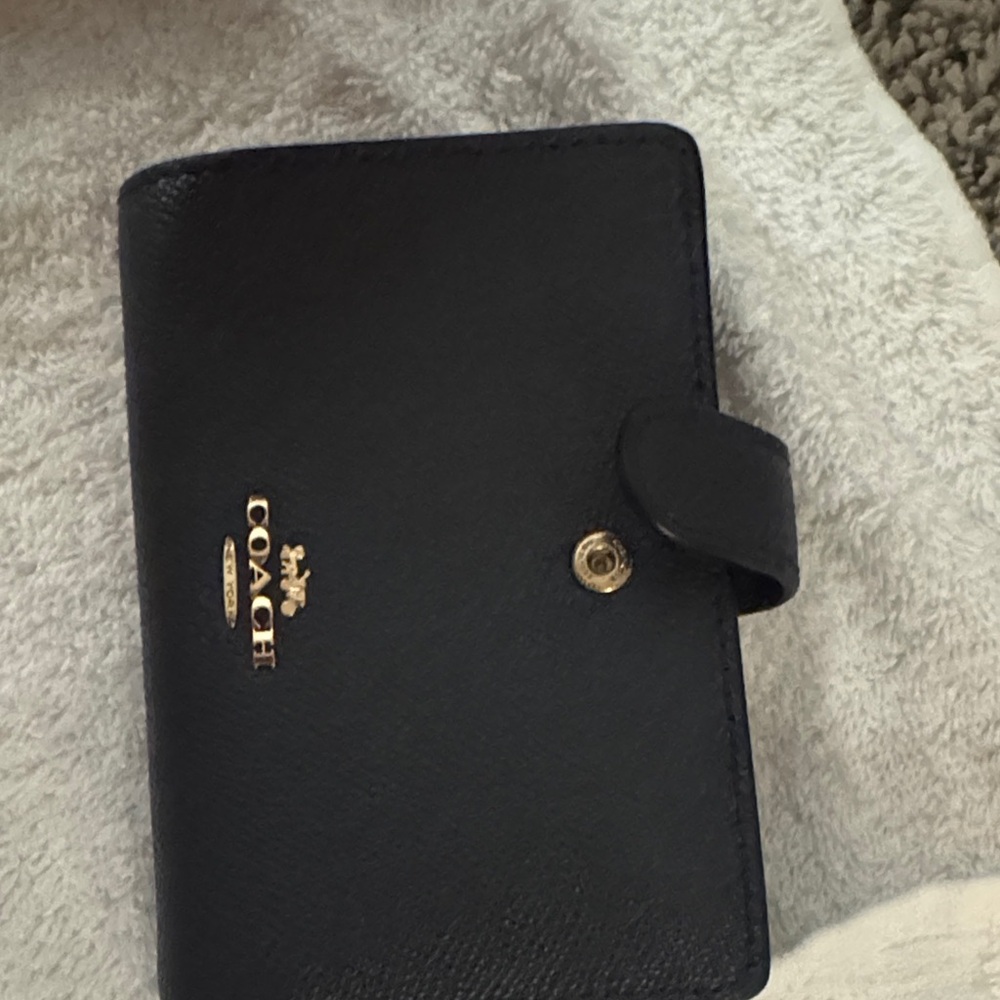 Coach Midnight Black Wallet with Gold Accents